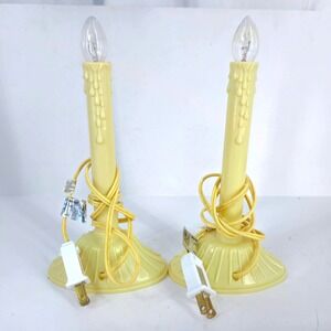 Vintage Electric Faux Drip Candle Window Lights Set of 2 Ivory Plastic tested